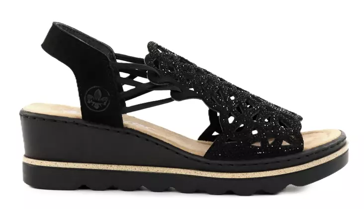 Rieker women's wedge sandals 67465-00 black - Rieker women`s sandals - 138154 - 1