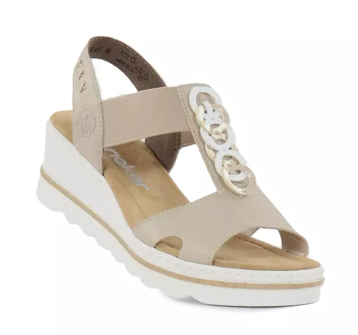 Rieker Wedge Sandals 67498-62 beige - Rieker women`s sandals - 140924 - 1