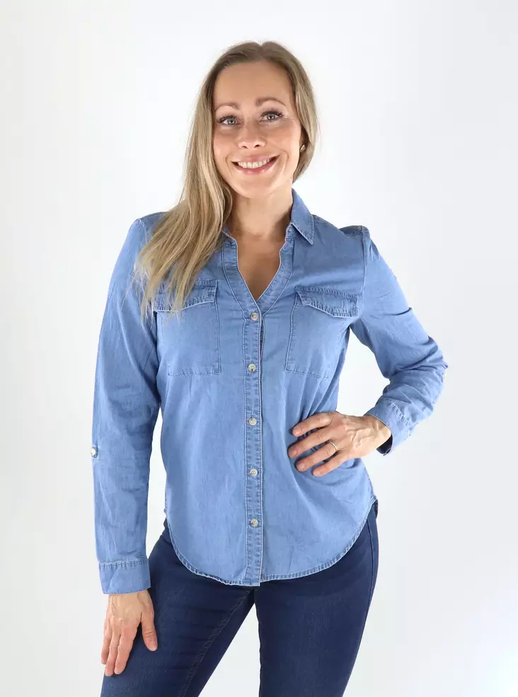 Vero Moda VMBUMPY LS LOOSE medium blue shirt - Women's shirts and blouses - 141504 - 1