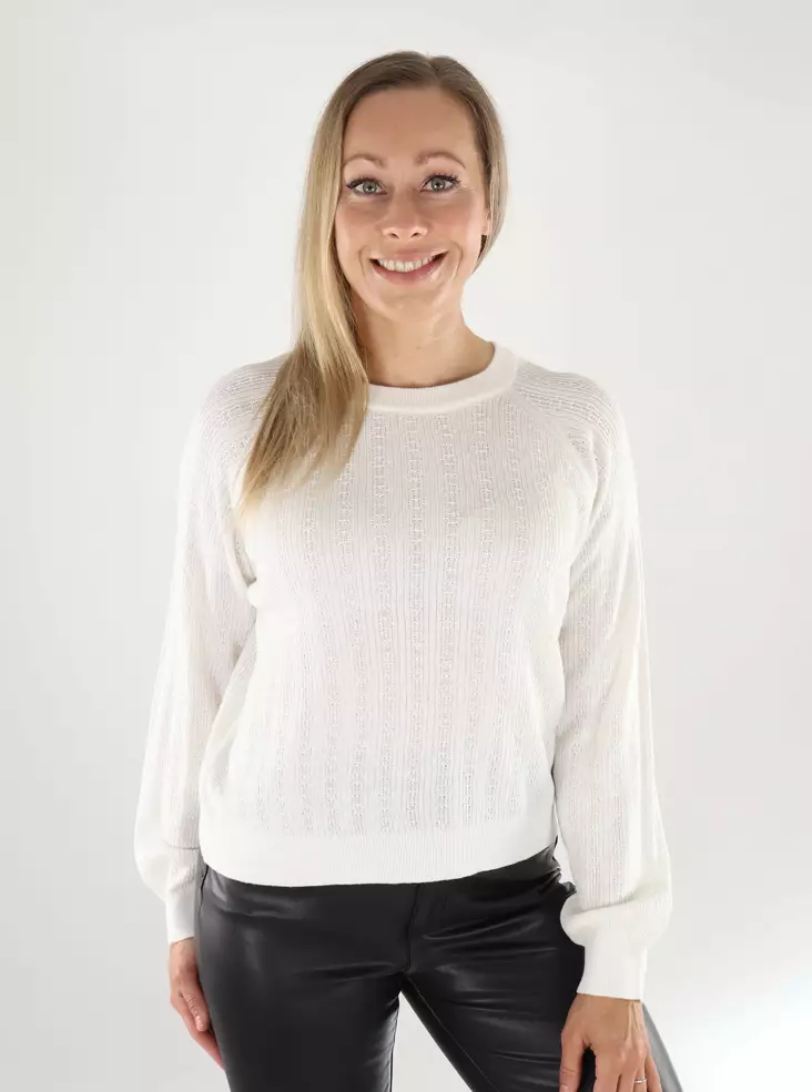 Vero Moda women's sweater VMNEWLEX Stitch Raglan snow white - Women's knitwear - 139124 - 1