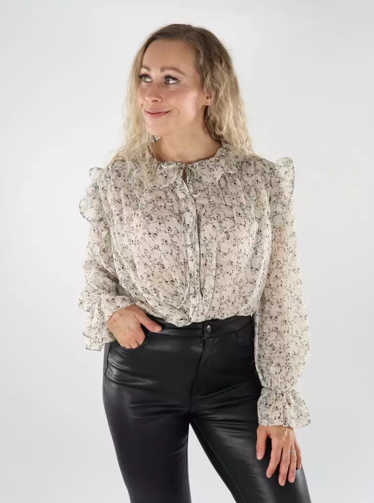 Vero Moda women's shirt LS Shirt oatmeal/tally - Women's long sleeved shirts - 139014 - 1