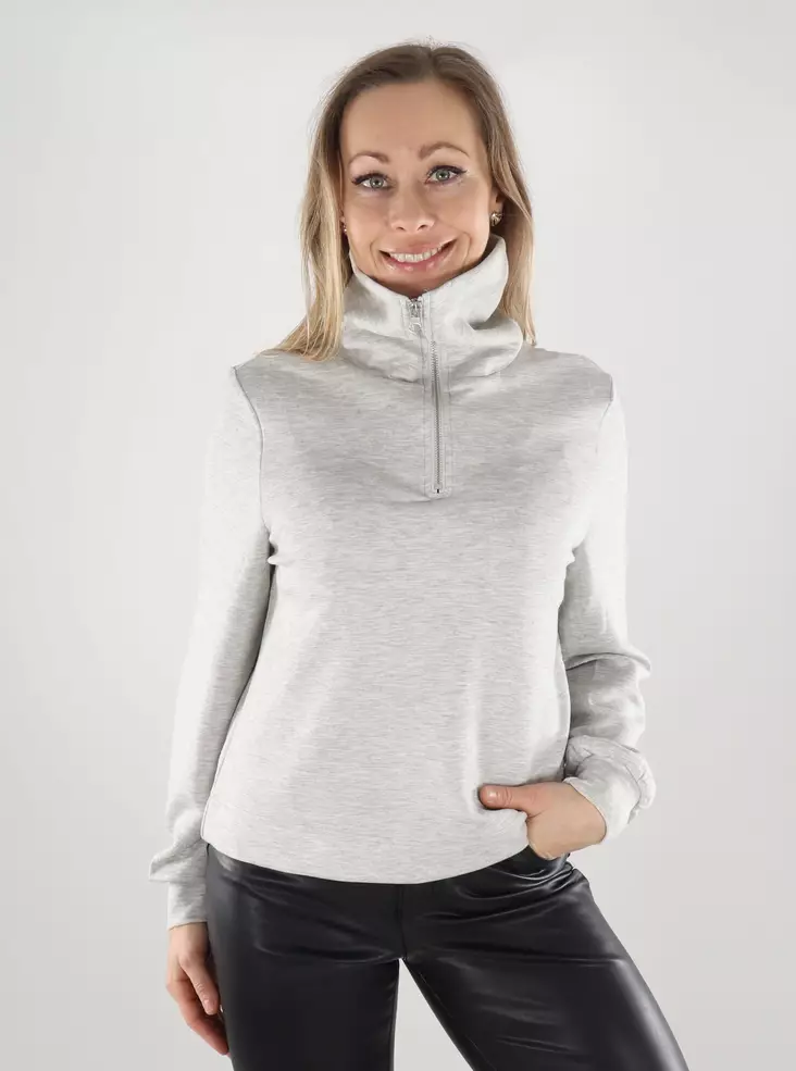 Vero Moda women's sweater VMHALI Half Zip light grey - Women's long sleeved shirts - 139984 - 1