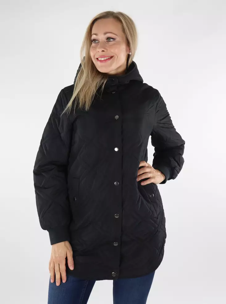 Vila Lightweight quilted coat hooded black - Women's light winter jackets - 136594 - 1