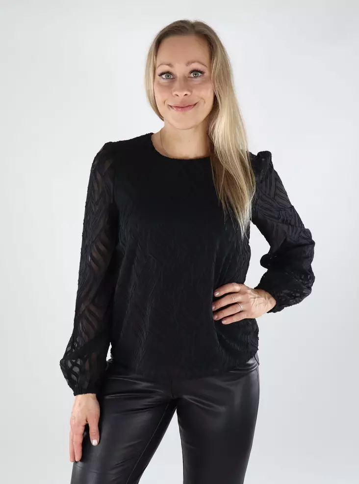 Vila women's shirt O-Neck black - Women's long sleeved shirts - 138874 - 1