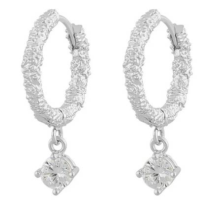 Snö of Sweden Earrings Palma ring silver/clear - Earrings - 133035 - 1