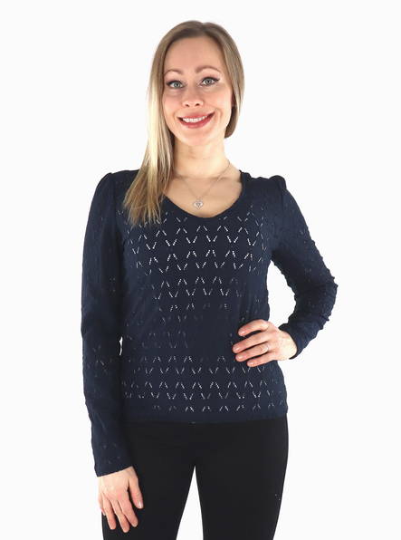 Vila Shirt V-neck navy blazer - Women's long sleeved shirts - 135065 - 1