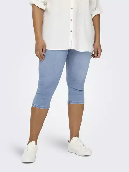 Only Carmakoma plus size capris HW knickers light blue denim - Women's shorts and capris - 136425 - 1