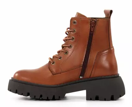 Ten Points Women's Leather Ankle Boots 60384 Pandora Chunky Cognac - Women's ankle boots - 136885 - 2