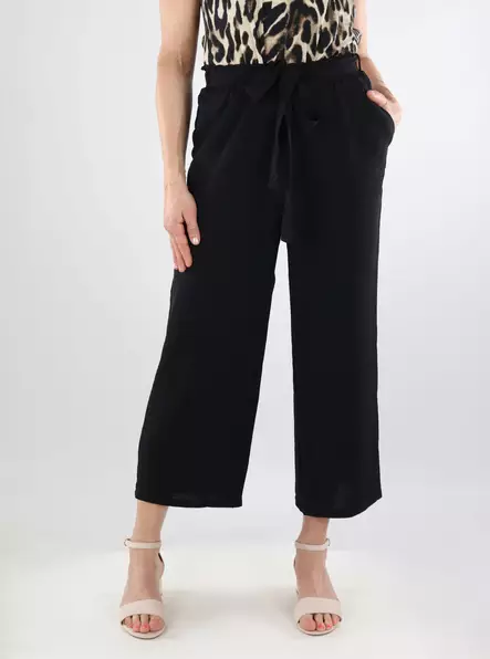 Vila stretch pants Belted Culotte black - Women's trousers - 138525 - 1