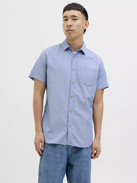 Jack&Jones men's short-sleeved shirt ensign blue - Men's dress shirts - 138025 - 1