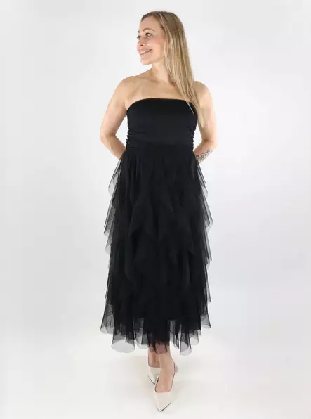 Only frill hem dress Sky Long black - Dresses and tunics - 138565 - 1