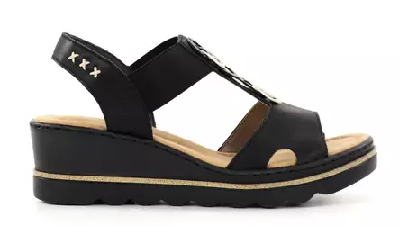 Rieker women's wedge sandals 67498-00 black - Rieker women`s sandals - 137955 - 1