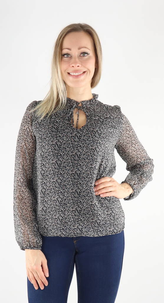 Only Shirt blouse, black/cera ditsy - Women's long sleeved shirts - 131985 - 1