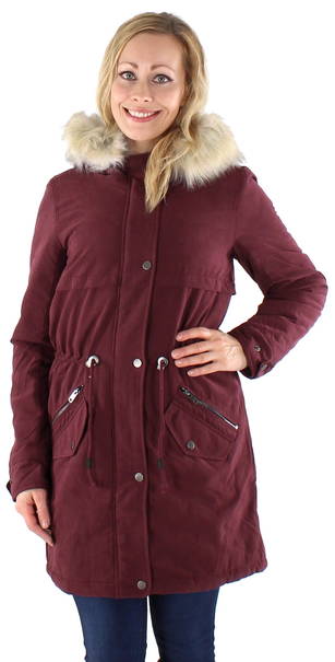 maroon parka jacket