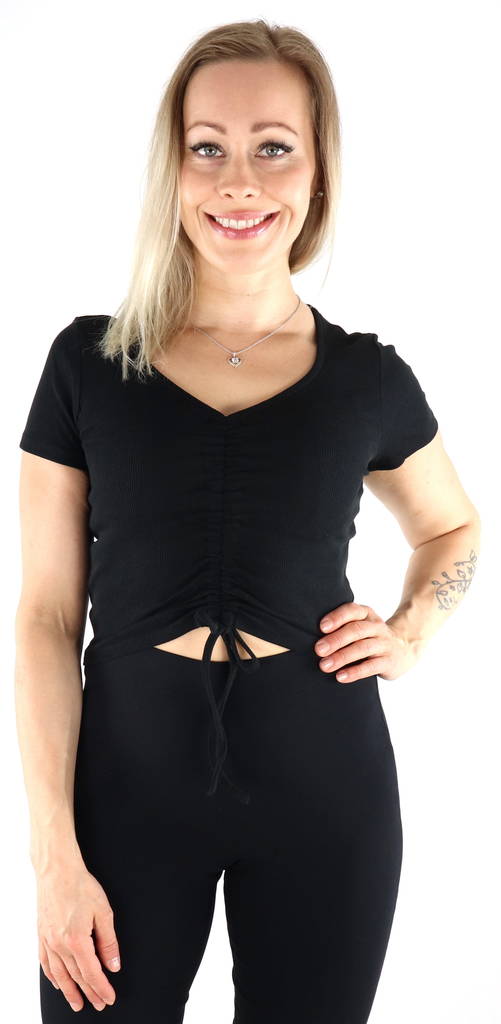 Only T-Shirt Mia ruching, black - Women's T-shirts - 131275 - 1