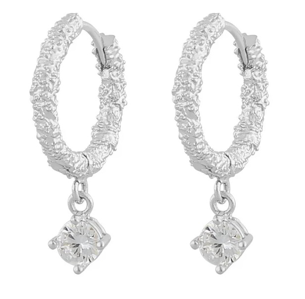 Snö of Sweden Earrings Palma ring silver/clear - Earrings - 133035 - 1