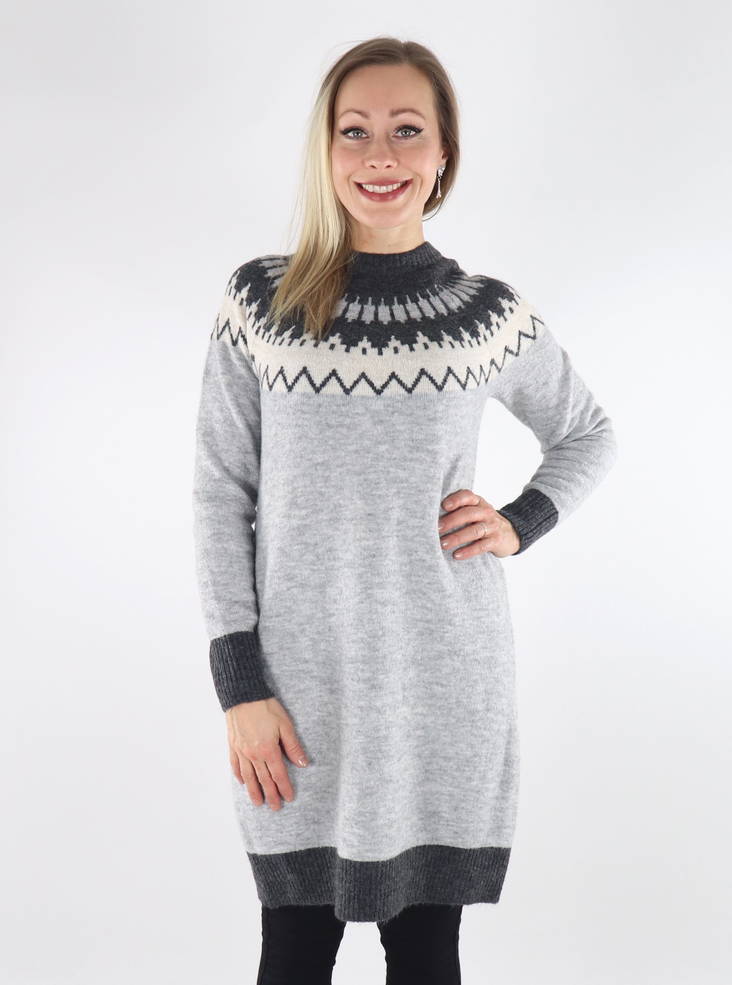 Vero Moda Simone patterned knit dress light grey - Women's knitwear - 134755 - 1