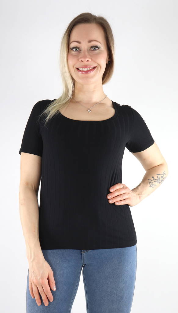 Vero Moda T-Shirt Aggi rib, black - Women's T-shirts - 130835 - 1