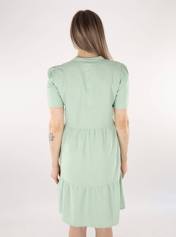 olive green color combination dress THML: Feeling Your Best Green Tiered Midi Dress – Shop the Mint main image 1