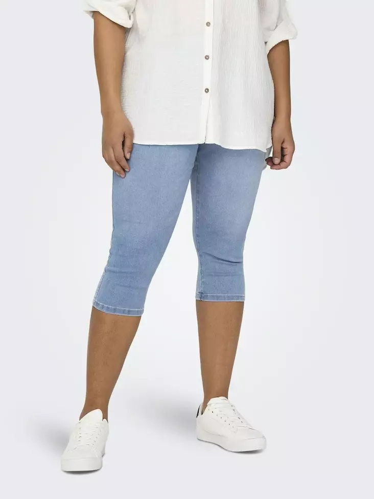 Only Carmakoma plus size capris HW knickers light blue denim - Women's shorts and capris - 136425 - 1