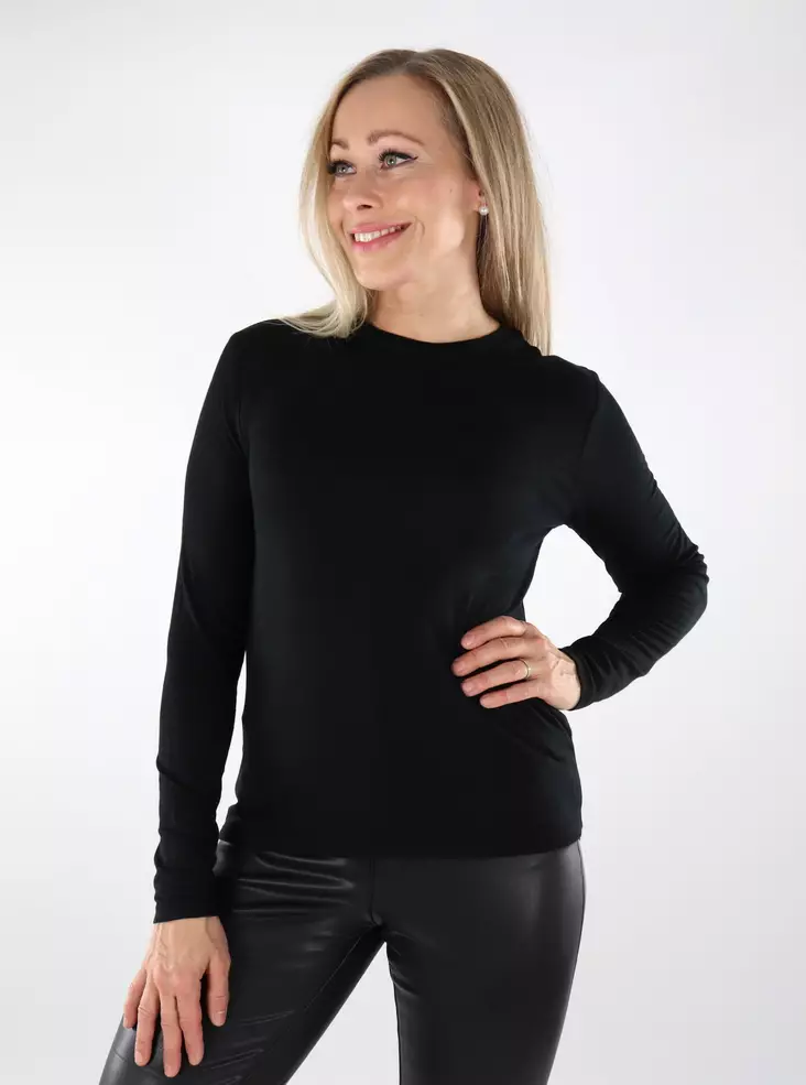 JDY women's Jersey Shirt Como Bamboo black - Women's long sleeved shirts - 136855 - 1