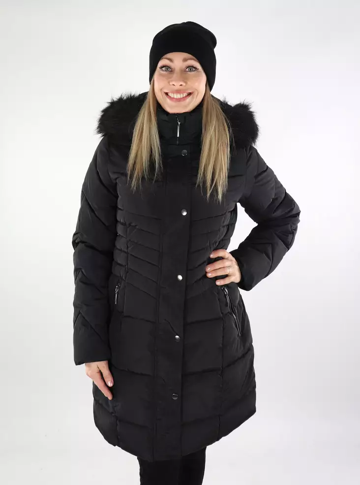 Only women's winter coat Puffer black/black fur - Women's winter jackets - 137265 - 1