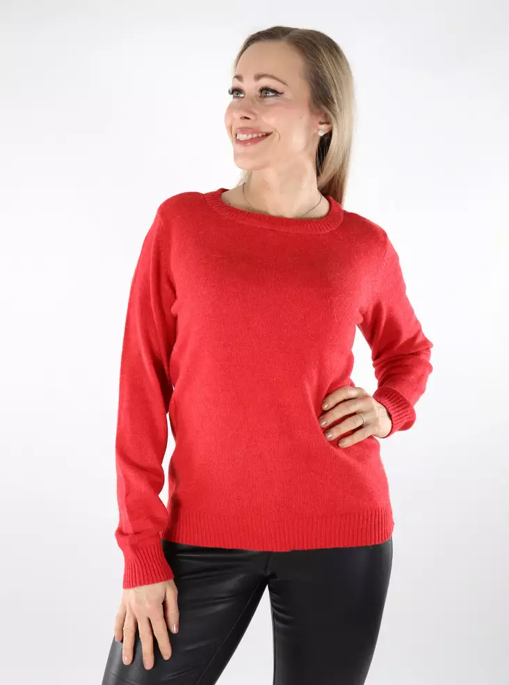 Vila women's sweater Ril O-Neck Knit Barbados cherry - Women's knitwear - 137495 - 1