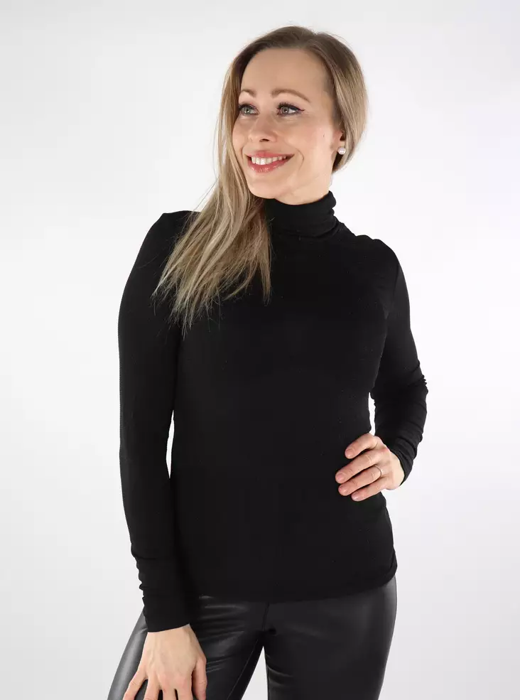 Only glitter shirt Rollneck black/black - Women's long sleeved shirts - 137535 - 1