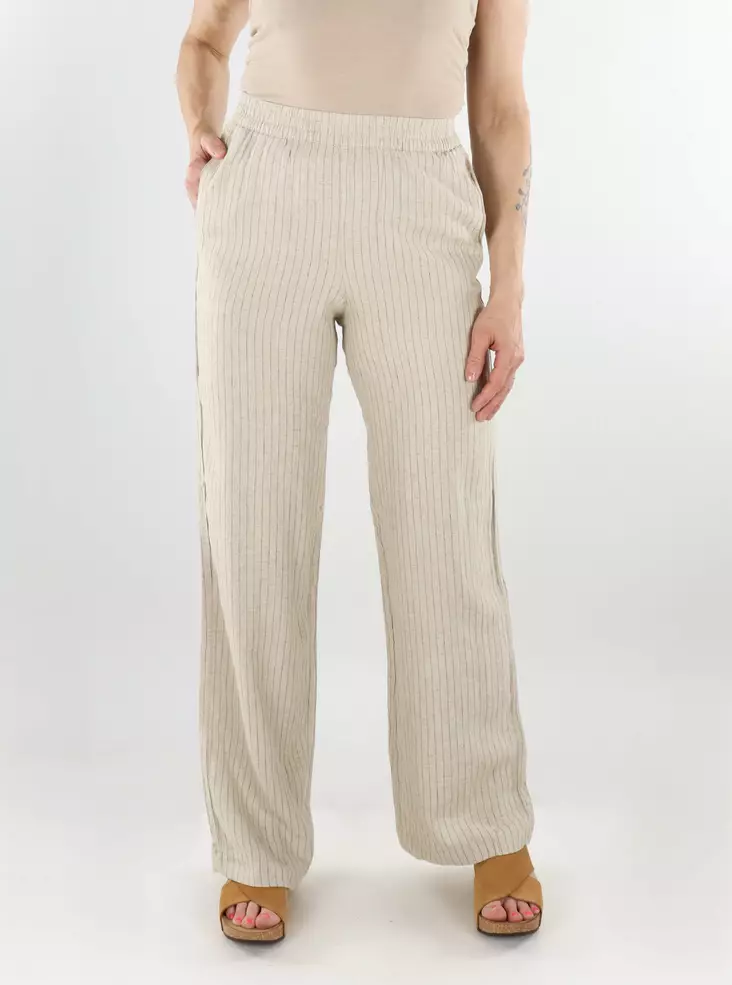 JJXX linen trousers Summer feather gray/pinstripe - Women's trousers - 138365 - 1