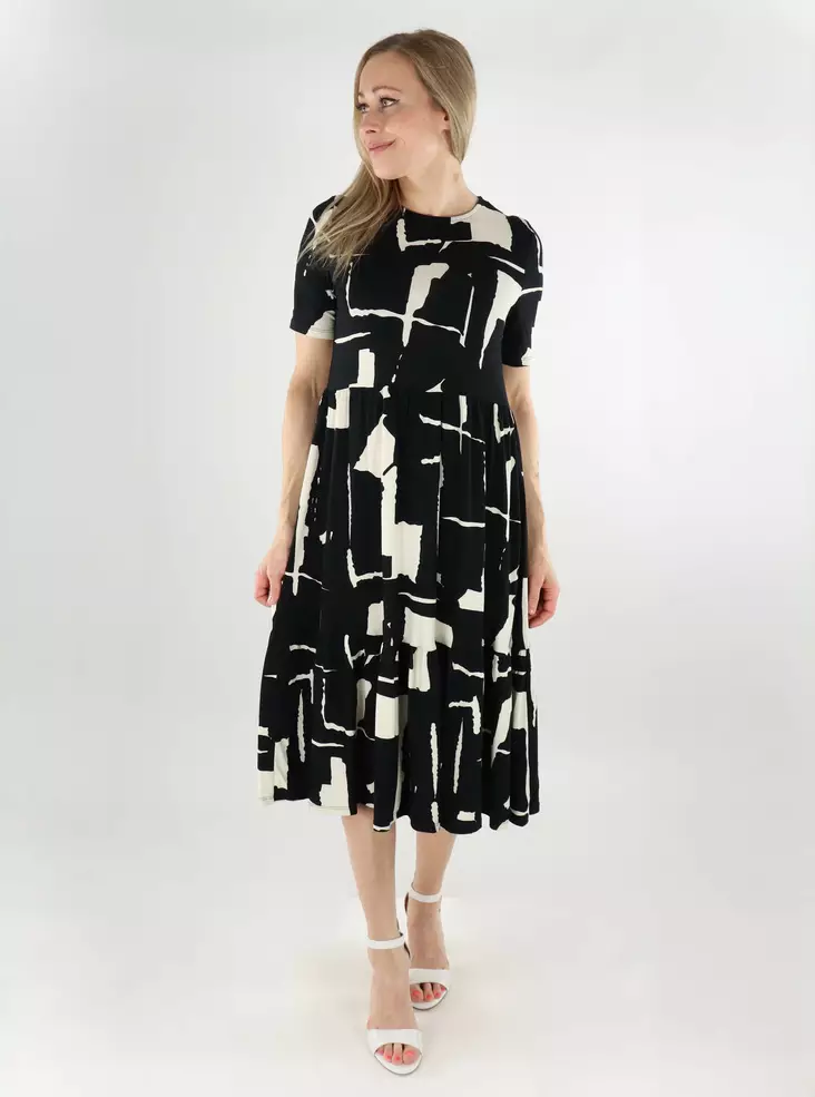Vero Moda patterned dress O-Neck Calf black/white abst - Dresses and tunics - 138595 - 1