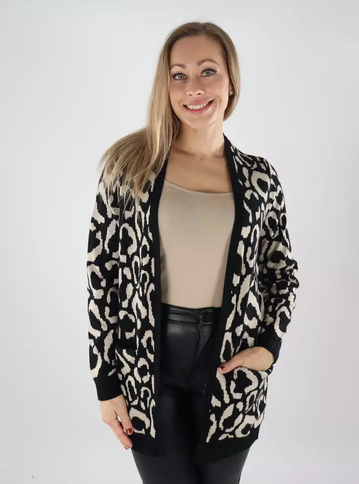Vila women's cardigan Open black beauty/jaquard - Women's knitwear - 139505 - 1