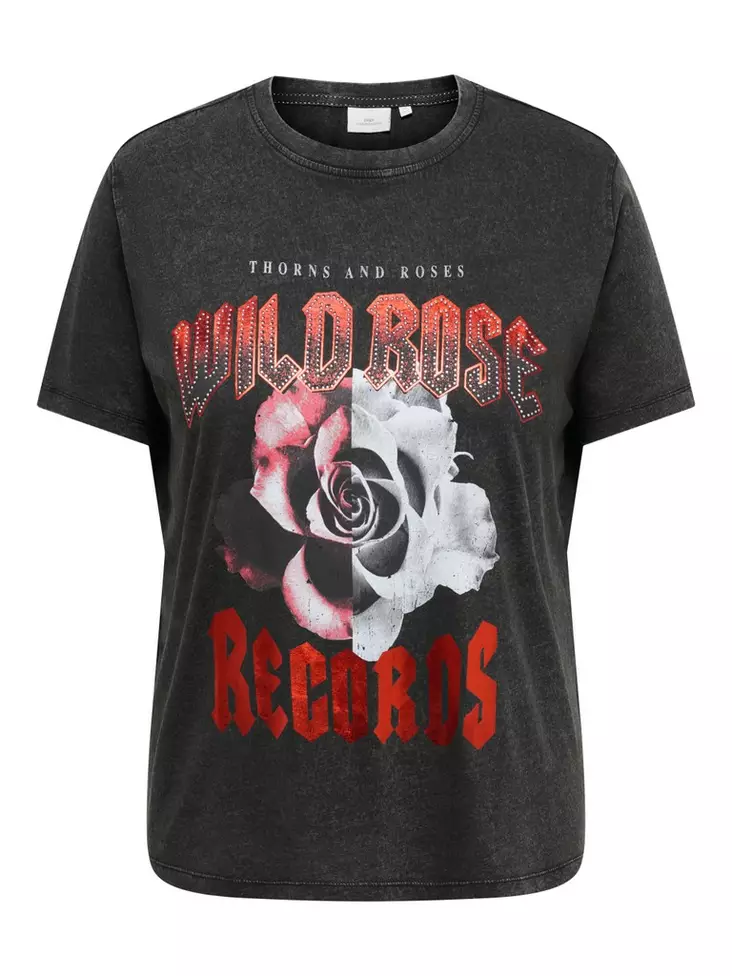 Only Carmakoma T-shirt black/rose - Women's T-shirts - 141395 - 1