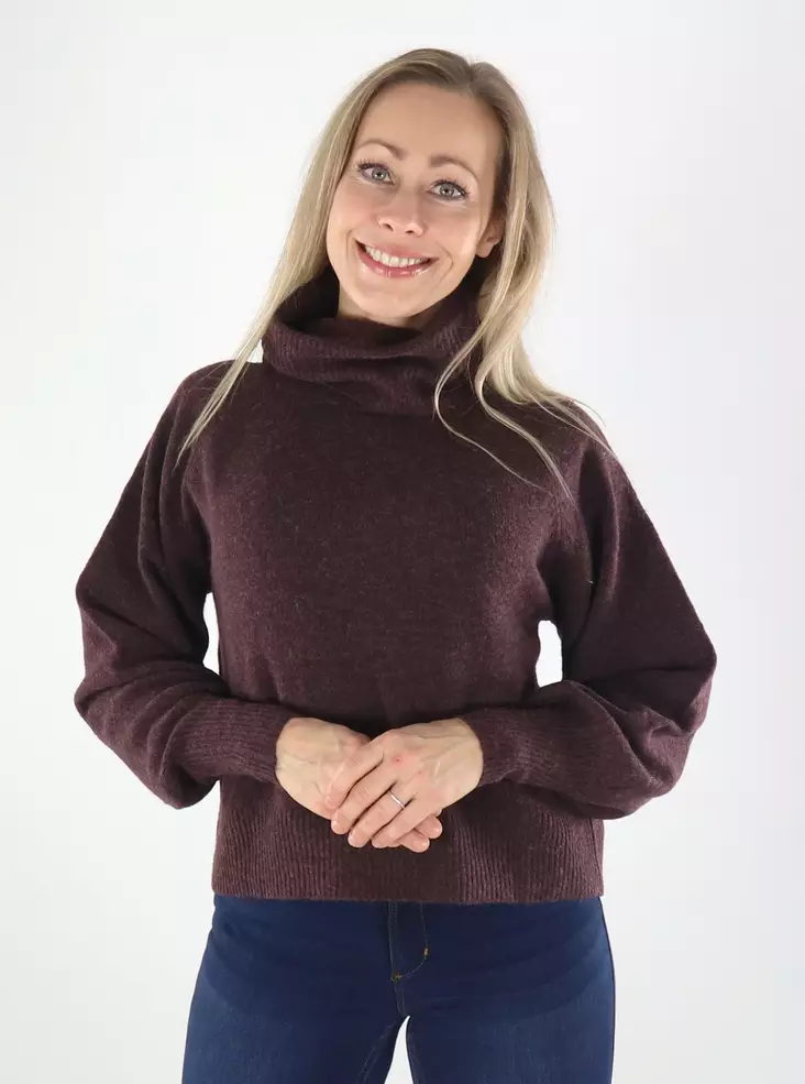 Only Sweater ONLOLIVIA LR ROLL NECK Fudge - Women's knitwear - 141805 - 1