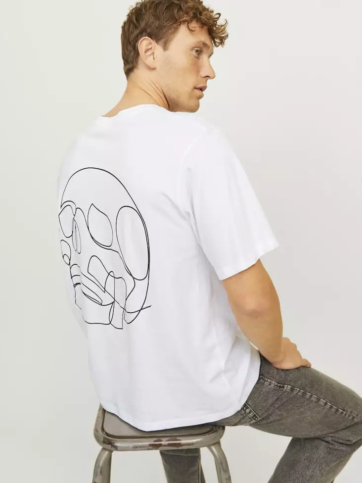 Jack&Jones men's t-shirt Tee white/skull - Men's T-shirts - 137575 - 1