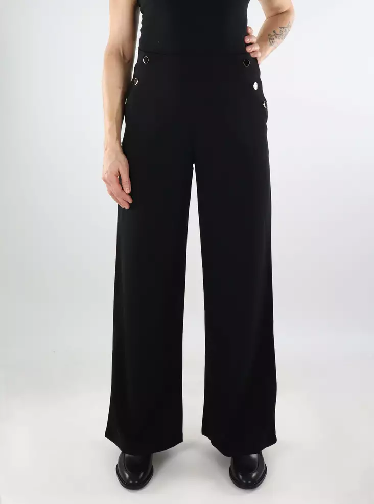 JDY women's wide leg pants Button black - Women's trousers - 137395 - 1