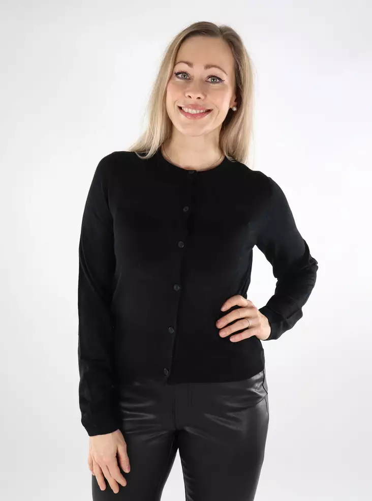 JDY women's merino wool cardigan Pacific Wool black - Women's knitwear - 137375 - 1