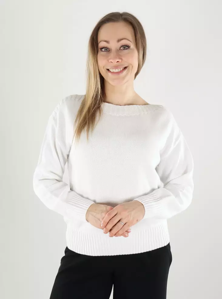 JDY women's cotton sweater Boatneck bright white - Women's knitwear - 140175 - 1