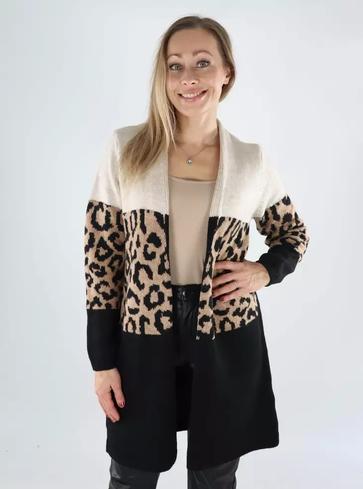 Only women's cardigan Animal moonbeam/black/toas - Women's knitwear - 139285 - 1