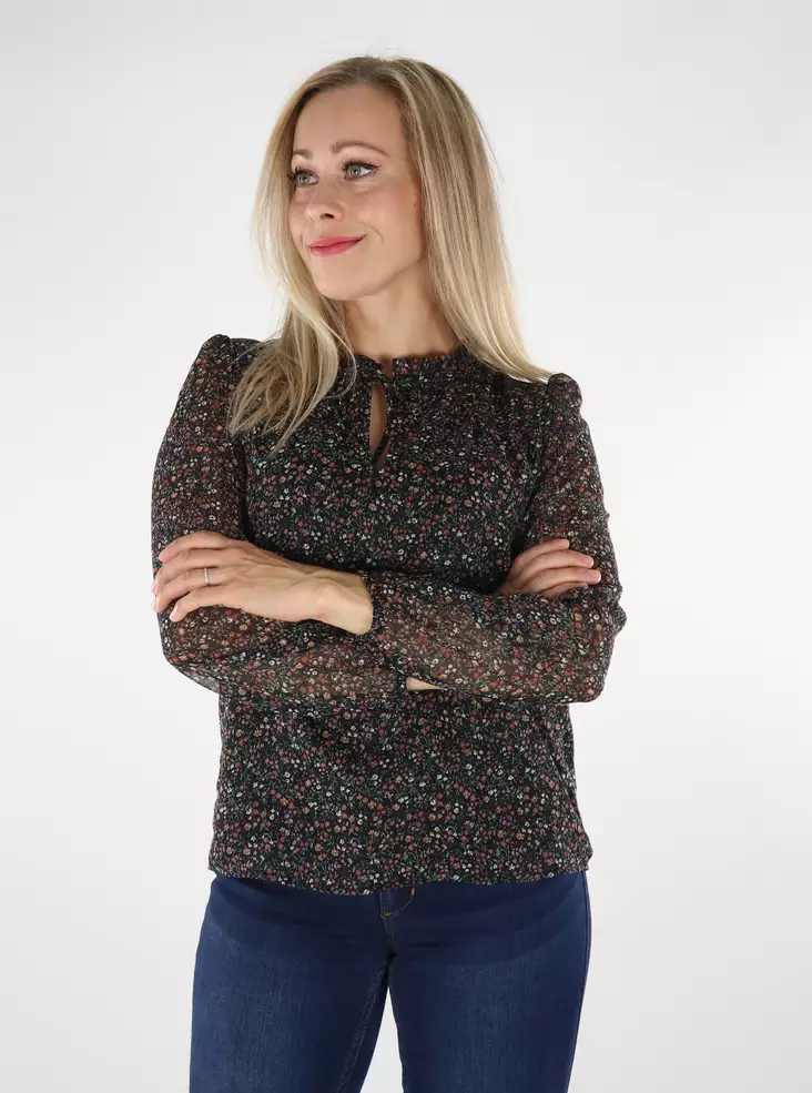 Only Shirt Ditsy black/edit ditsy - Women's long sleeved shirts - 136625 - 1