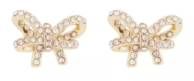 Snö of Sweden Earrings Ribbon gold/clear - Earrings - 140025 - 1