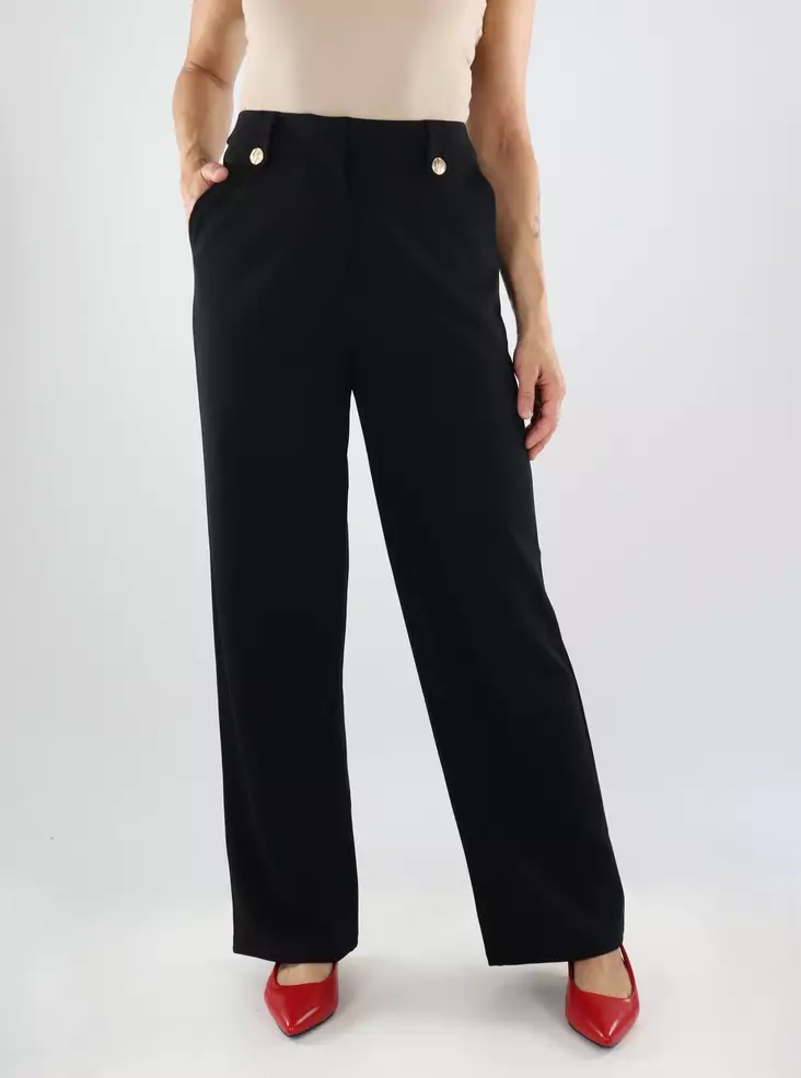 Vila wide-leg trousers Wide Button black - Women's trousers - 138885 - 1