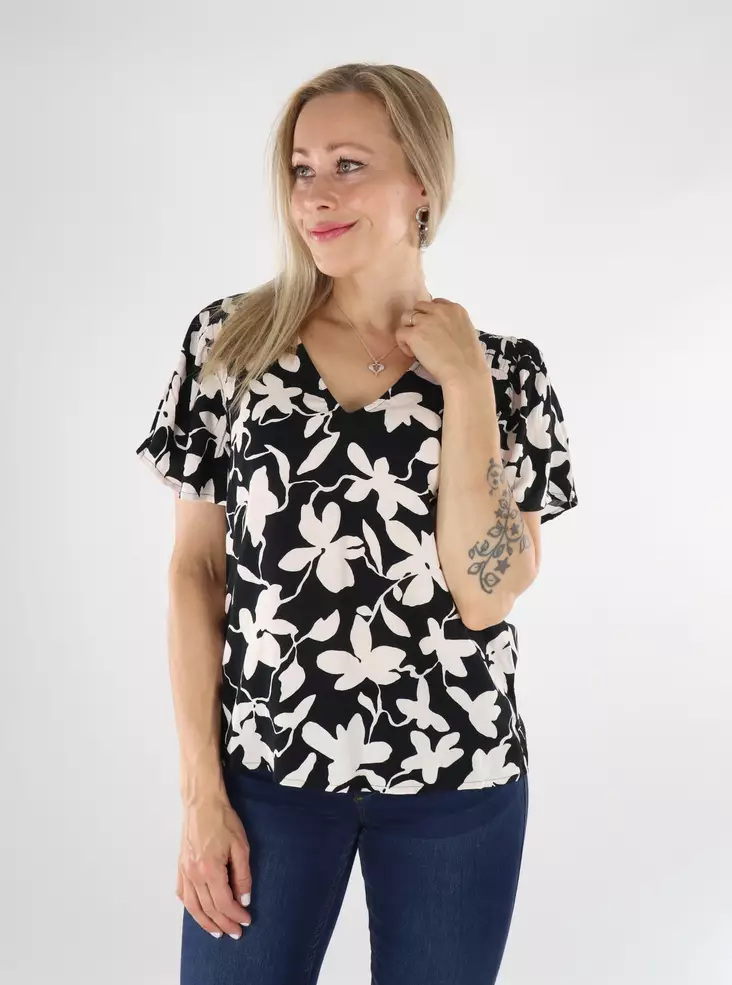 Vila women's t-shirt V-neck black beauty/po - Women's T-shirts - 136455 - 1