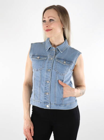 Only women's denim vest Wonder light blue denim - Women's vests - 136116 - 1