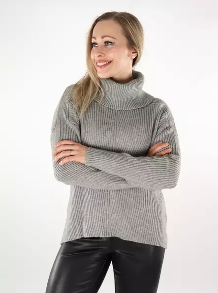Only women's sweater Roll Neck medium gray melange - Women's knitwear - 137426 - 1
