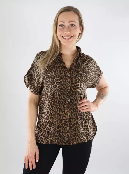 Vero Moda women's t-shirt silvermink/leopard - Women's T-shirts - 138436 - 1