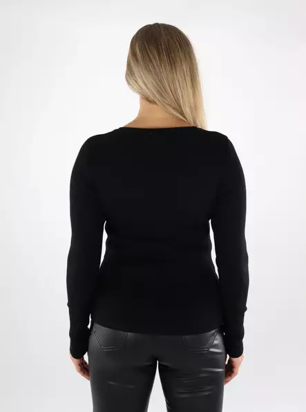 Vila women's sweater V-Neck black beauty - Women's knitwear - 139006 - 2