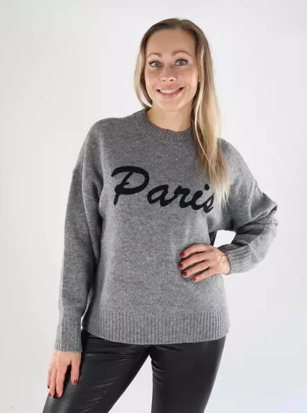 Vero Moda women's sweater VMBOOM Text Pullover medium grey - Women's knitwear - 139276 - 1