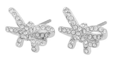 Snö of Sweden Earrings Ribbon silver/clear - Earrings - 140026 - 2