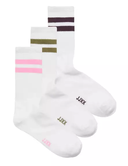 JJXX Socks basic tennis 3-pack white/winetas - Women's socks and tights - 141396 - 1