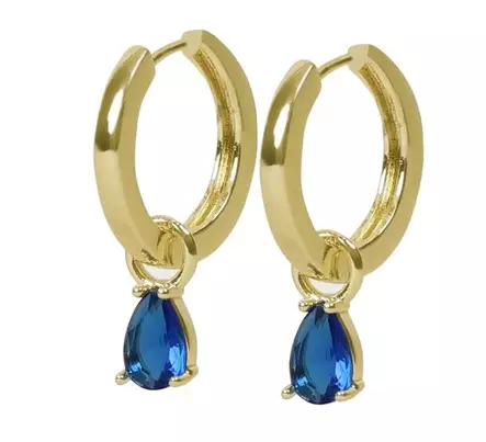 Snö of Sweden Earrings Trinity drop pendant ring gold/denim - Earrings - 141606 - 1